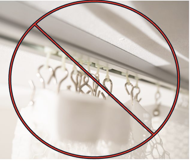 Hooks with red NO sign